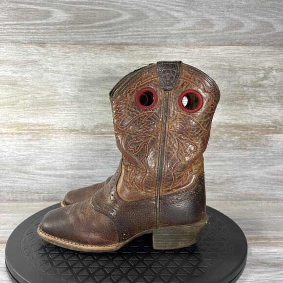 Ariat Little Girls Brown Leather Square Toe Heel Cowgirl Boots Size 11.5 - Picture 1 of 11